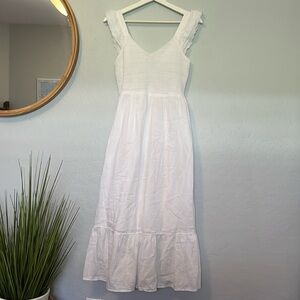 White smocked Midi Dress Old Navy Size Small